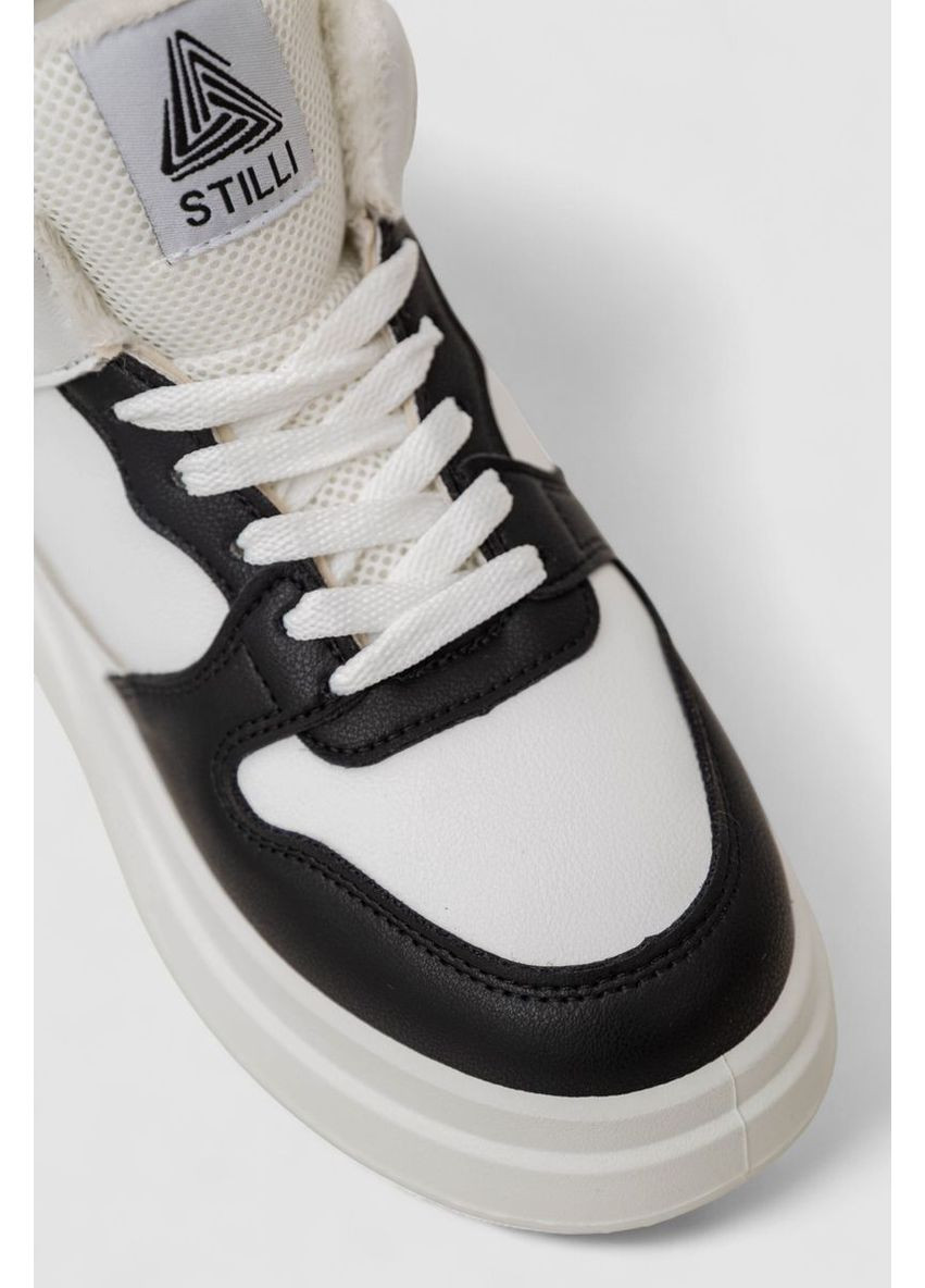 Кроссовки женские зимние на меху, 248RLM50-9 Stilli чёрно-белые зима (365817851)