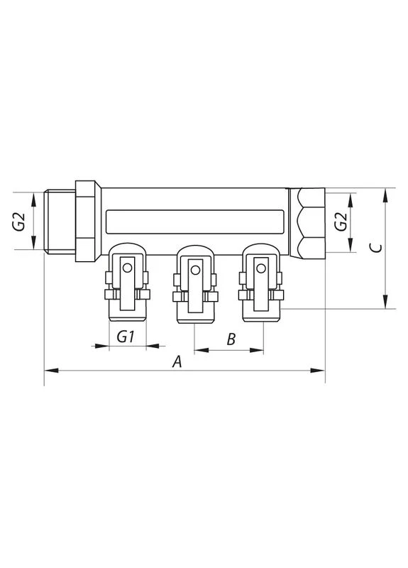 Колектор KR.1125-4 з відсікаючими кранами та фітингом на 4 виходи 3/4"x4 ways, латунь CW617N, нікельований KOER (399015165)