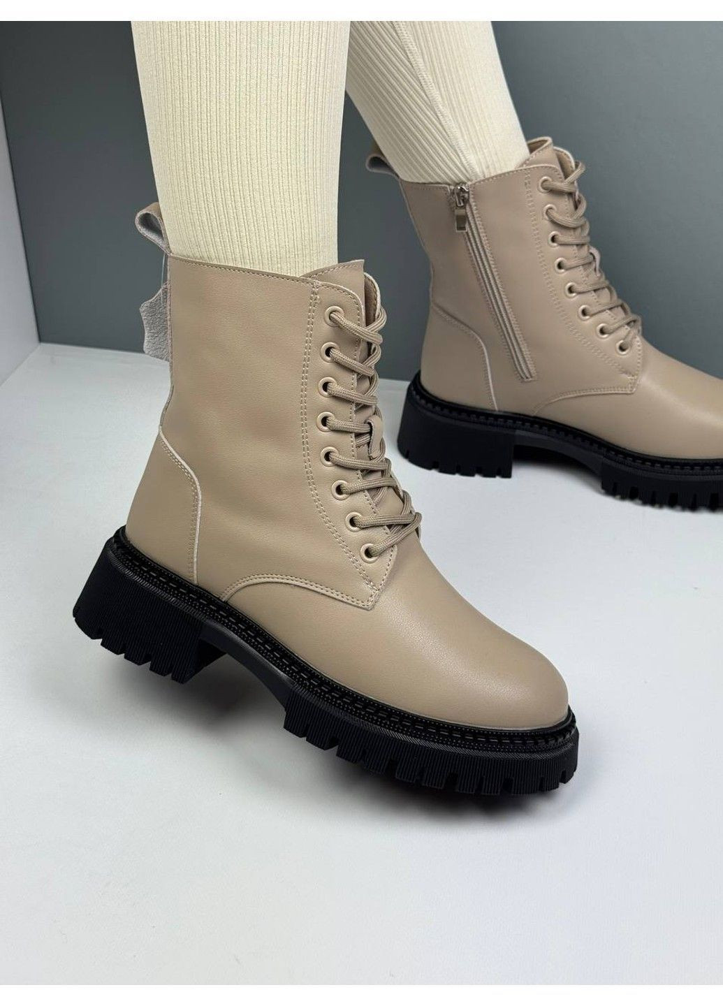526 Черевики Зимові бежеві шкіряні Hengji (372384810)