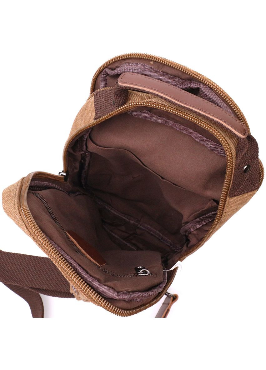 Сумка слінг чоловіча через плече із щільного текстилю коричнева 22191 Vintage (362418027)