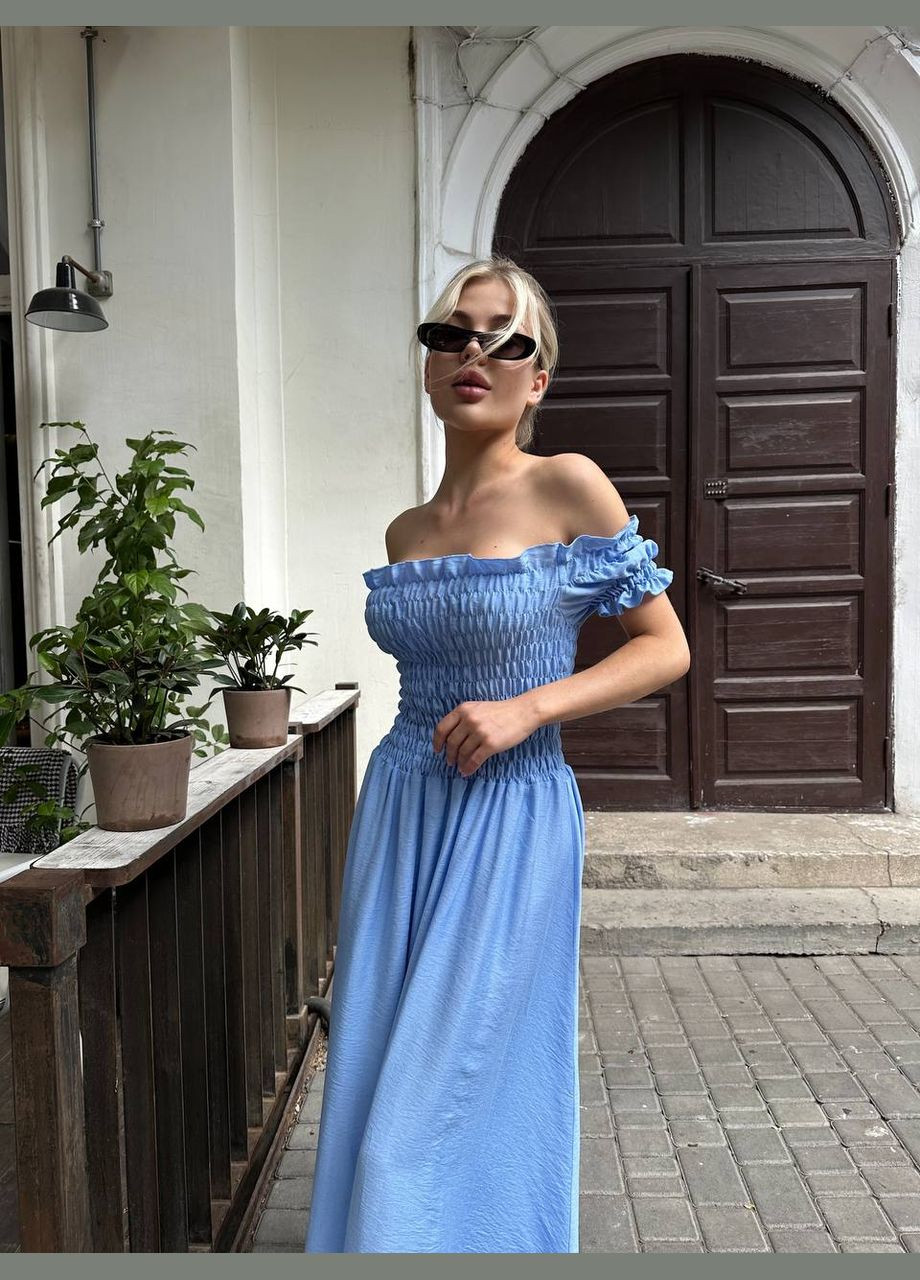 Голубое повседневный платье DK/DL Мода без кордонів однотонное