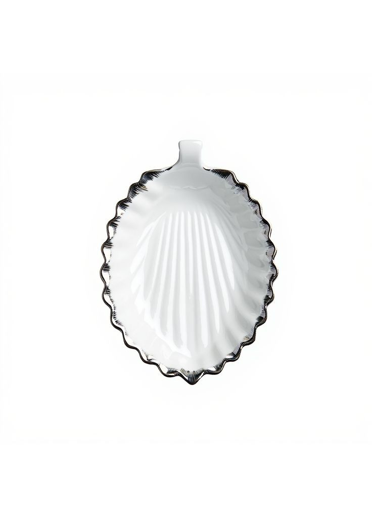 Декоративне блюдо Лист 31 см біле з чорним кантом 2553-1S Yiwu (371162102)