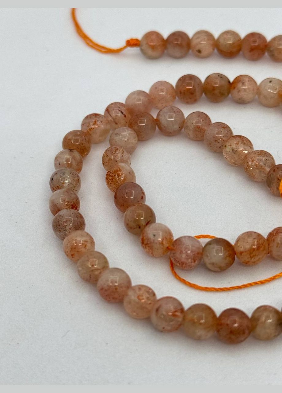 Солнечный камень на нити без застежки 6 мм 40 см Персиковый No Brand (337510814)