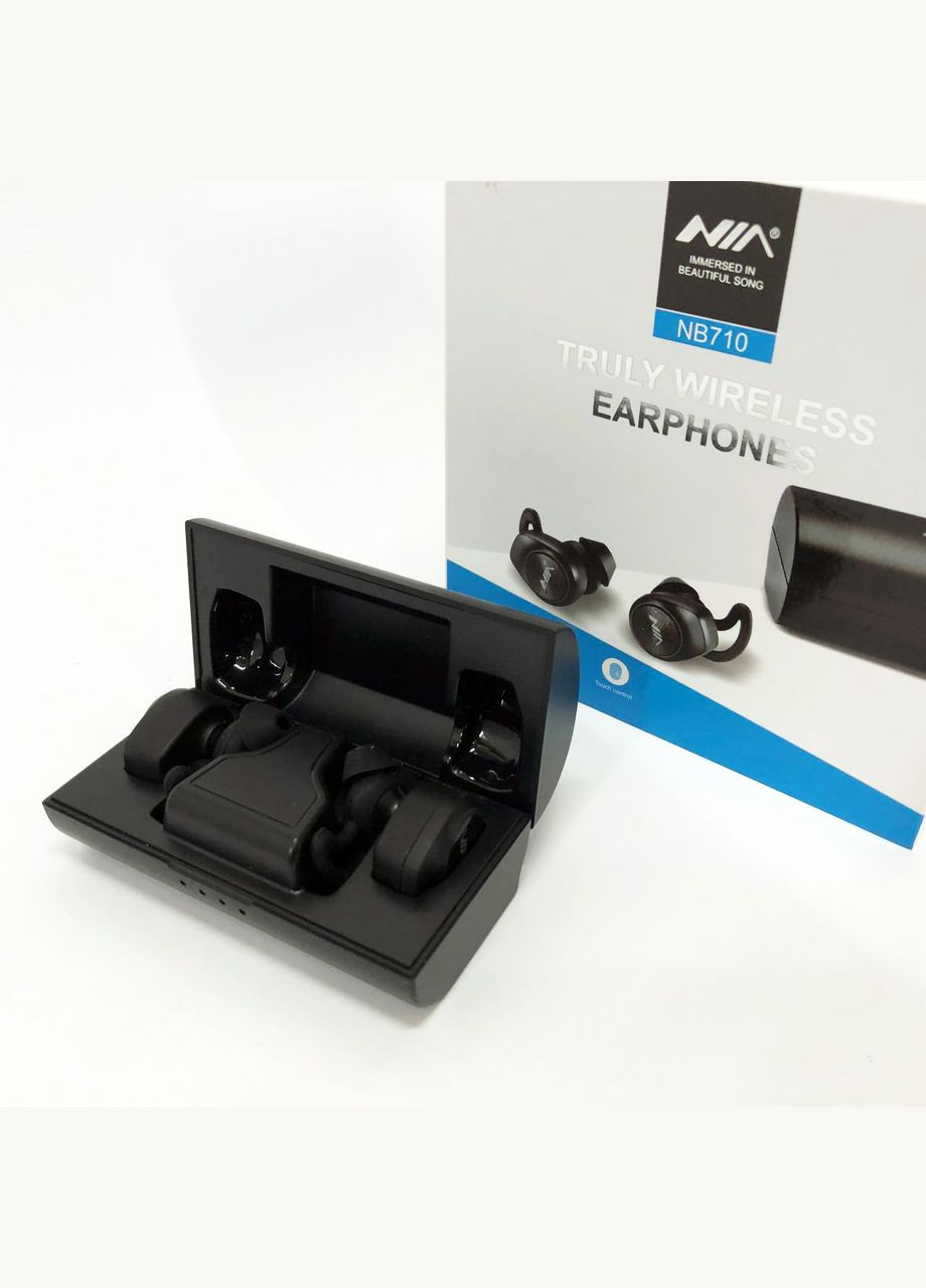 Навушники Bluetooth NB710 з кейсом чорні бездротові, Навушники для тренувань сенсорні бездротові NIA (372908450)