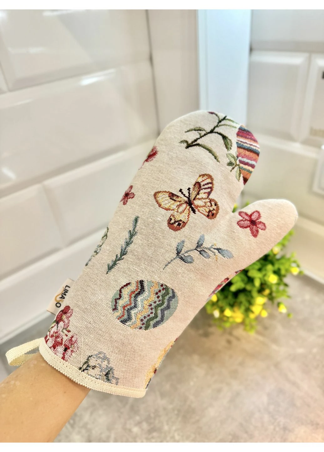 Рукавица кухонная гобеленовая EDEN FLY, 17x30, Пасхальная, Без люрекса, 40% полиэстер, 60% хлопок, Гобелен LiMaSo (390490491)