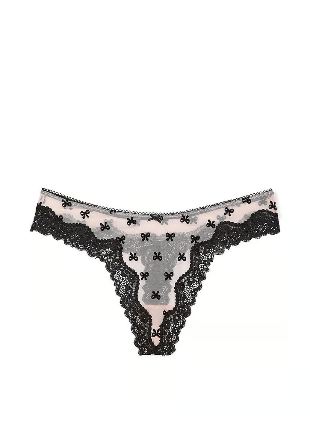 Трусики стрінги Tease Mesh Lace-Trim High-Leg Thong Panty Victoria's Secret (325482381)