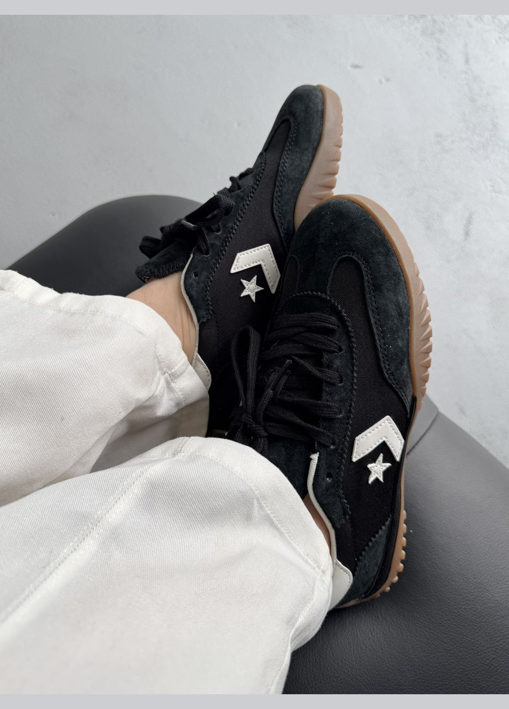 Черные демисезонные кроссовки мужские и женские converse run star trainer black | конверс ран черные No Brand