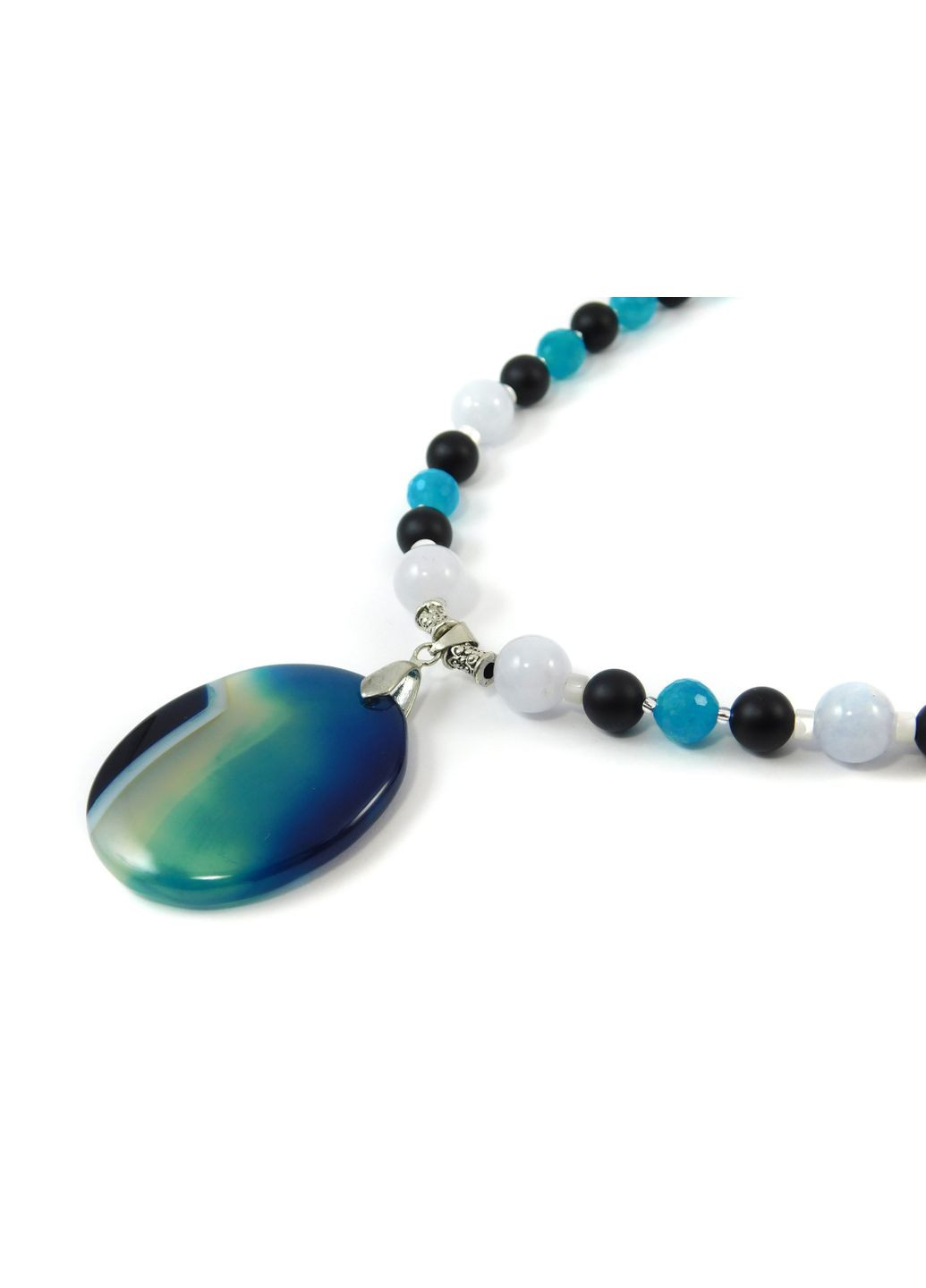 Бусы "Мадам" Шунгит, Кварц, Аквамарин, Перламутр Fursa fashion (322314330)