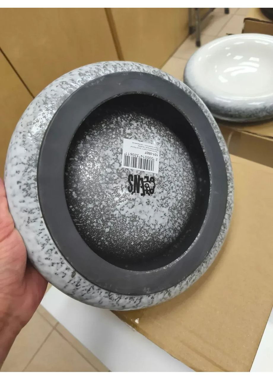 Тарелка "Каменный круг" 1шт. голубого оттенка керамическая в современном дизайне 20.3см OSM (365549079)