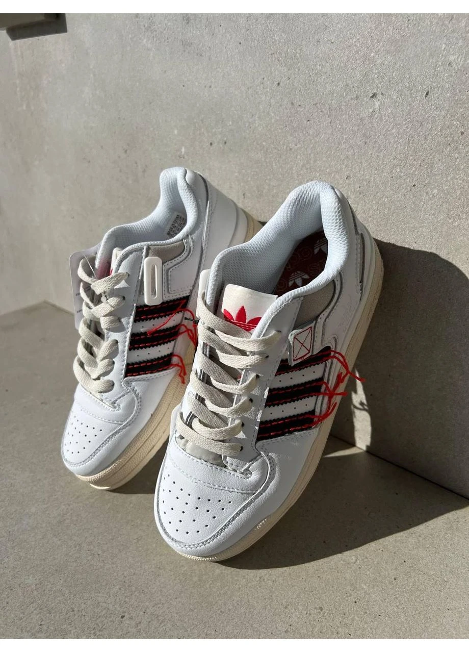 Белые летние кроссовки adidas low 84 forum white/red адидас форум No Brand