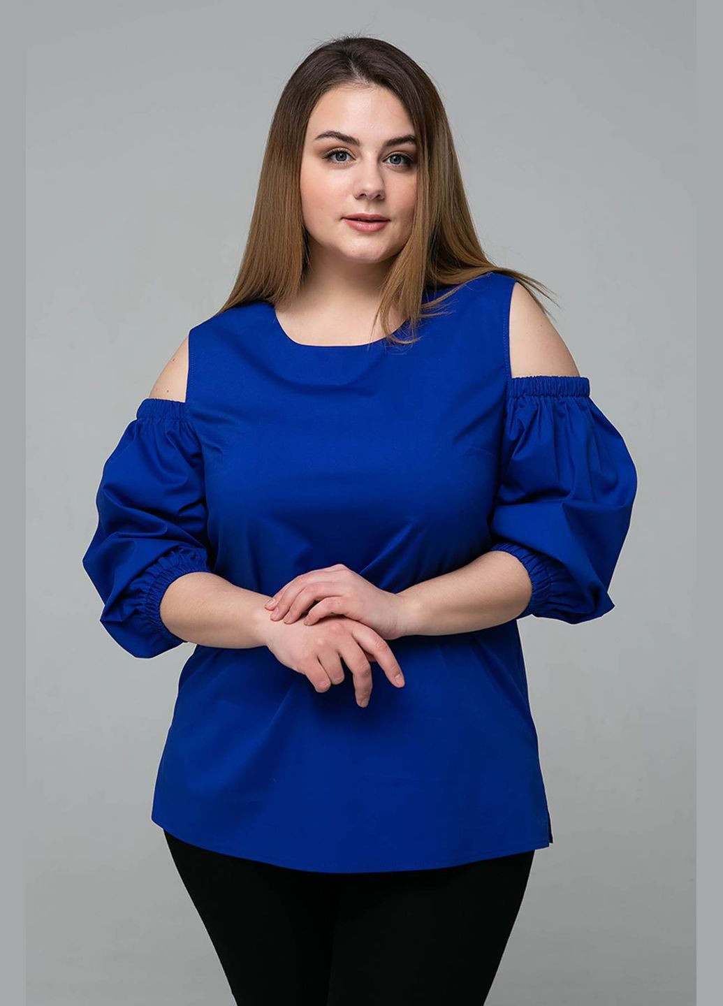 Синіти блуза з вирізами на плечах лися синій Tatiana