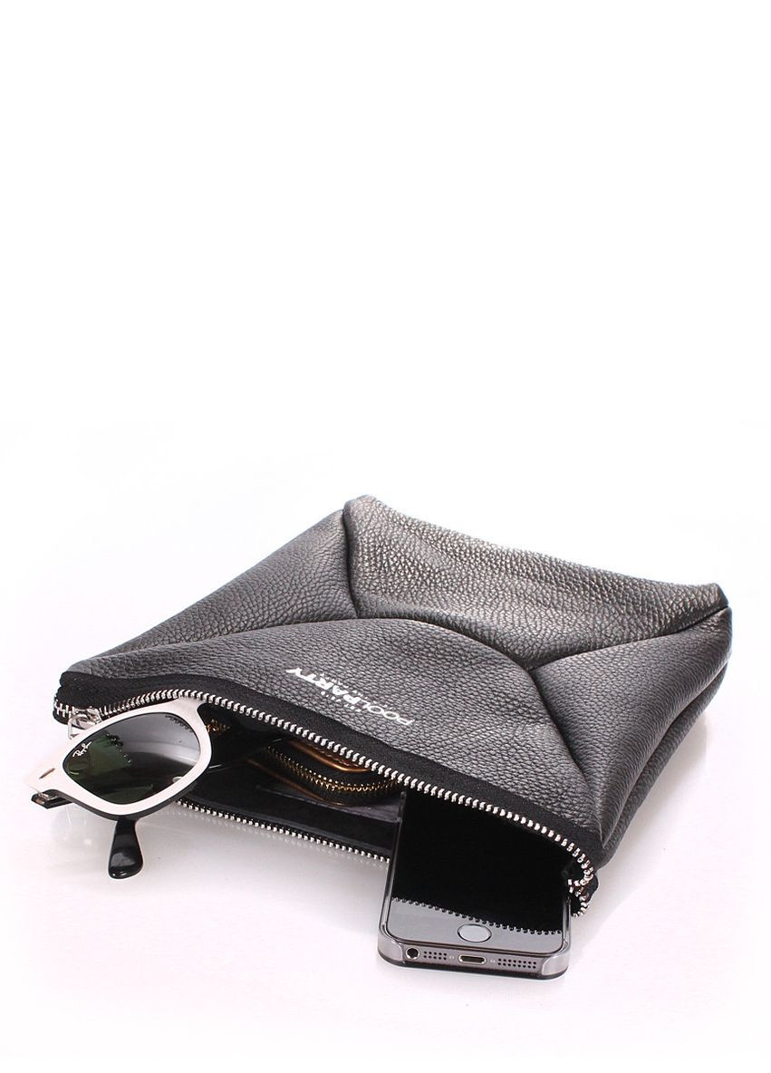 Кожаная косметичка-клатч THE X черная PoolParty (372657835)