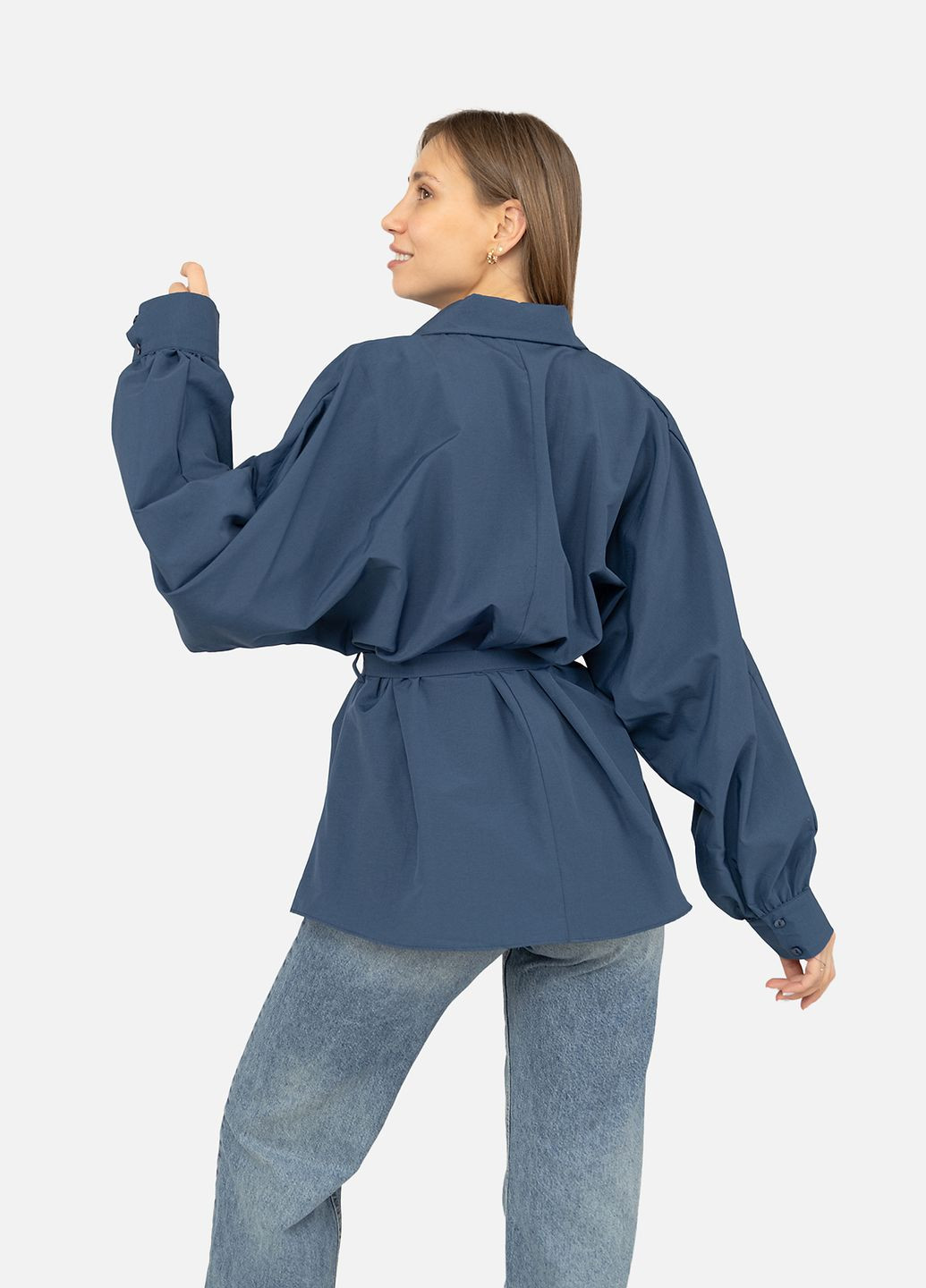 Сорочка приталена жіноча колір індіго CB-00270229 Reyon (322234827)