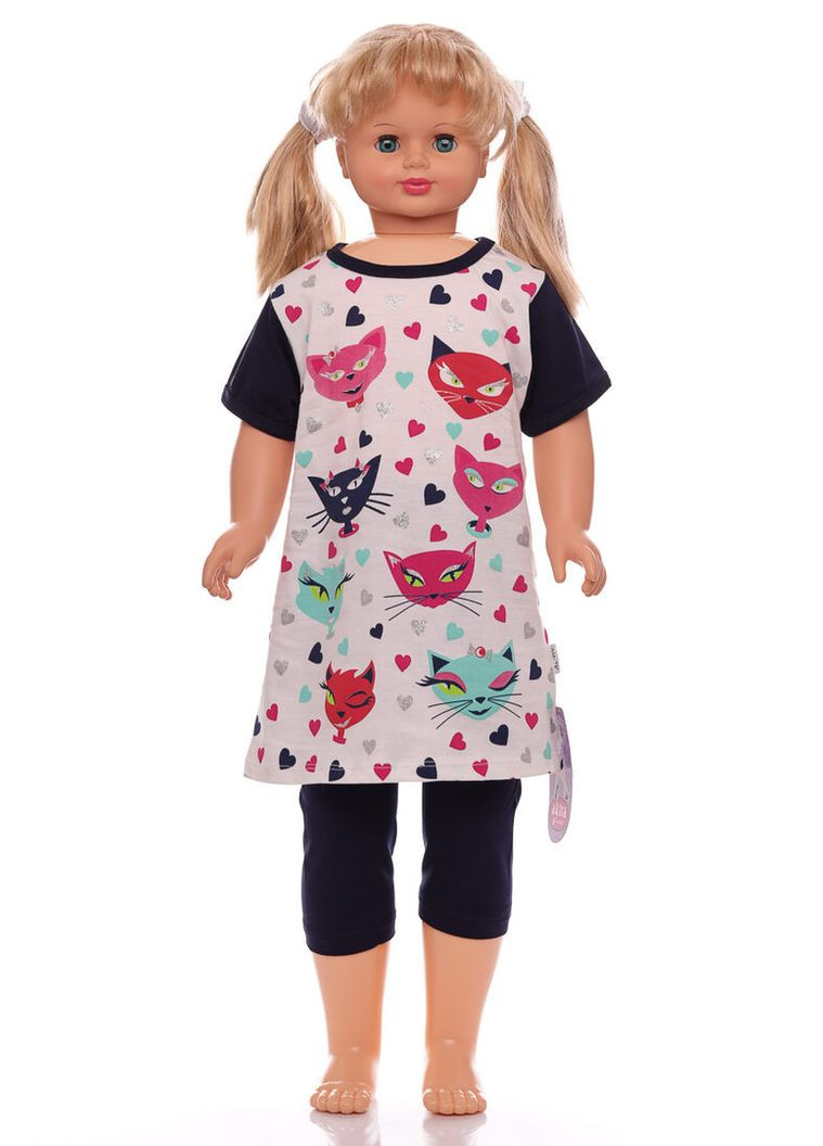 Синий летний туника с велосипедками трикотажные киса синий 92 см (32544) BABYKROHA