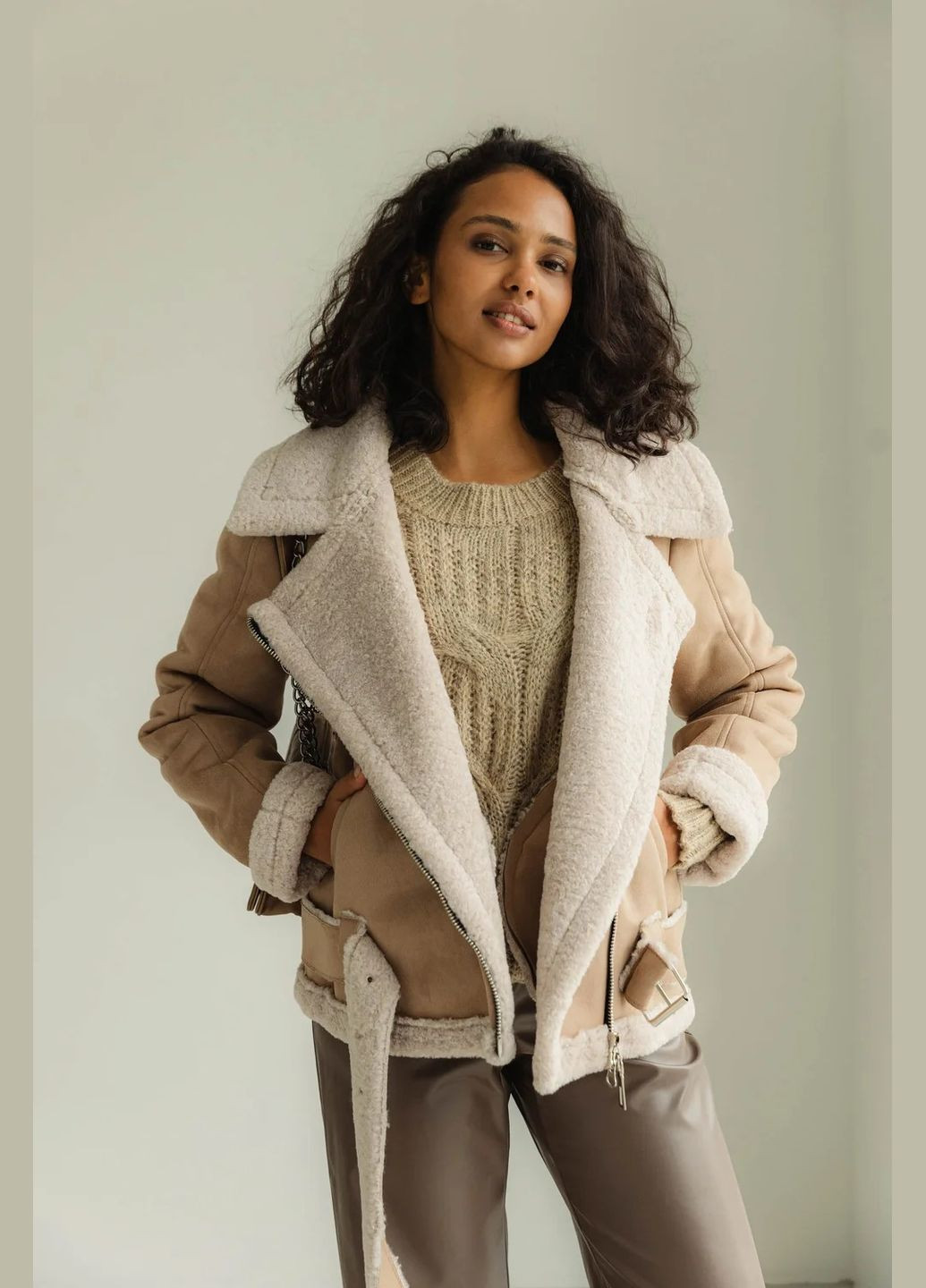 Бежева демісезонна косуха-авіатор Seventeen