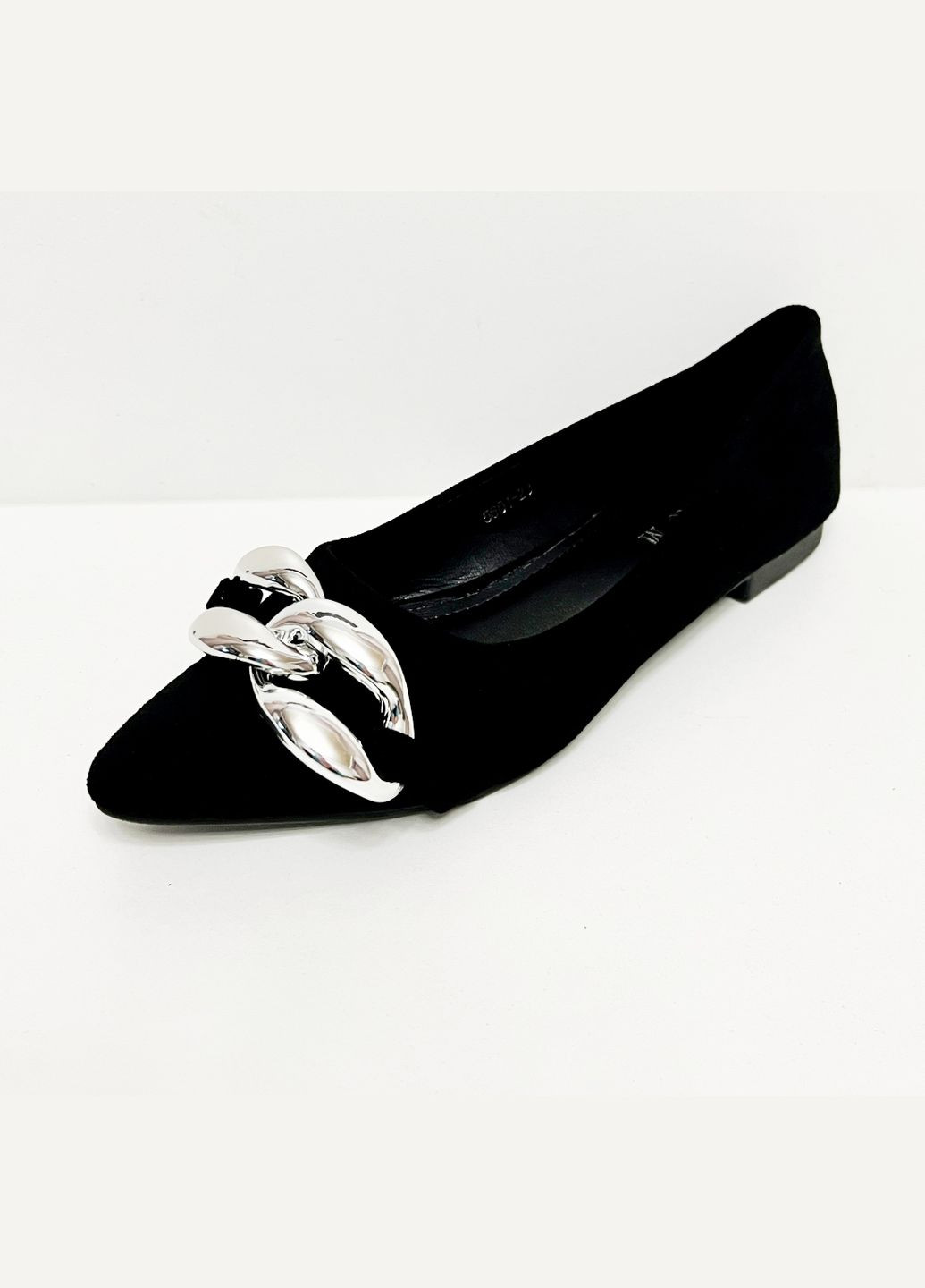 Жіночі чорні замшеві балетки L&M | чорні однотонні ланцюжки штучна замша (315015991)