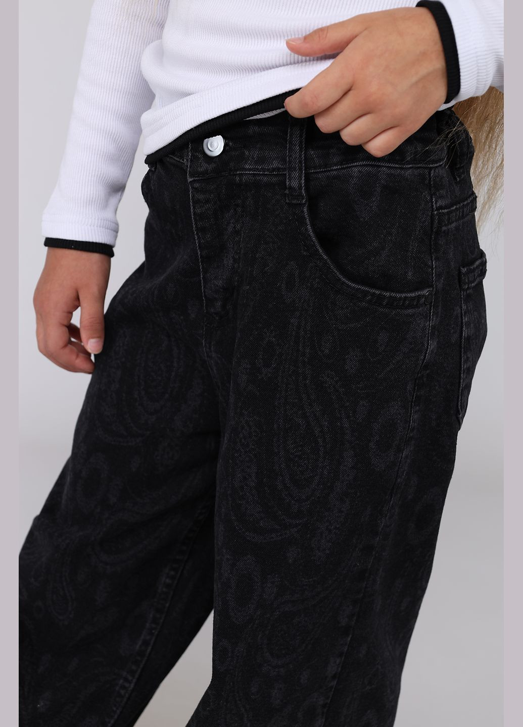 Джинси wide leg для дівчинки колір чорний CB-00282010 Yuki (347586009)