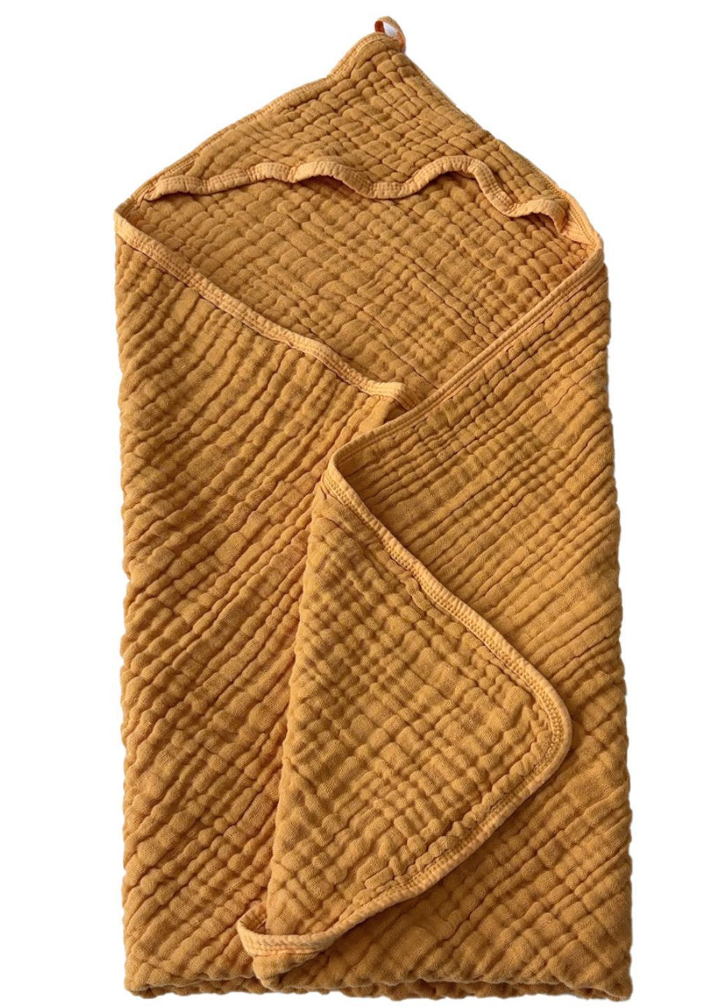 Детское полотенце с капюшоном органический хлопок ( муслин) 6-слойный, гипоаллергенный, 80 x 80 см 0 - 2 лет Желтый Lovely Svi однотонный желтый