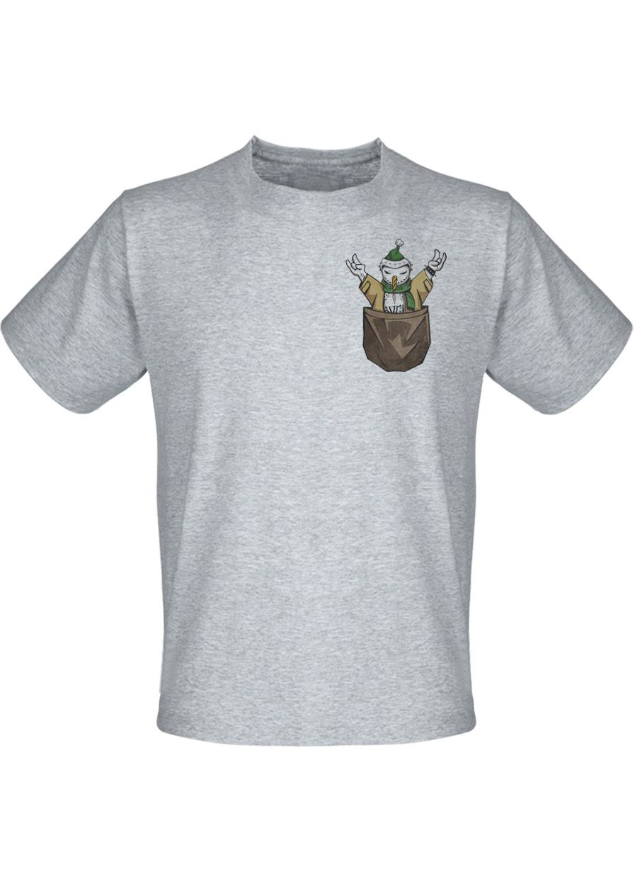 Серая футболка новогодняя rock nowman pocket (меланж) s Fat Cat
