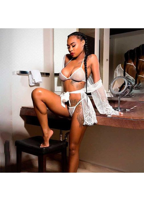 Білий демісезонний прозорий еротичний комплект - білий еротична білизна -