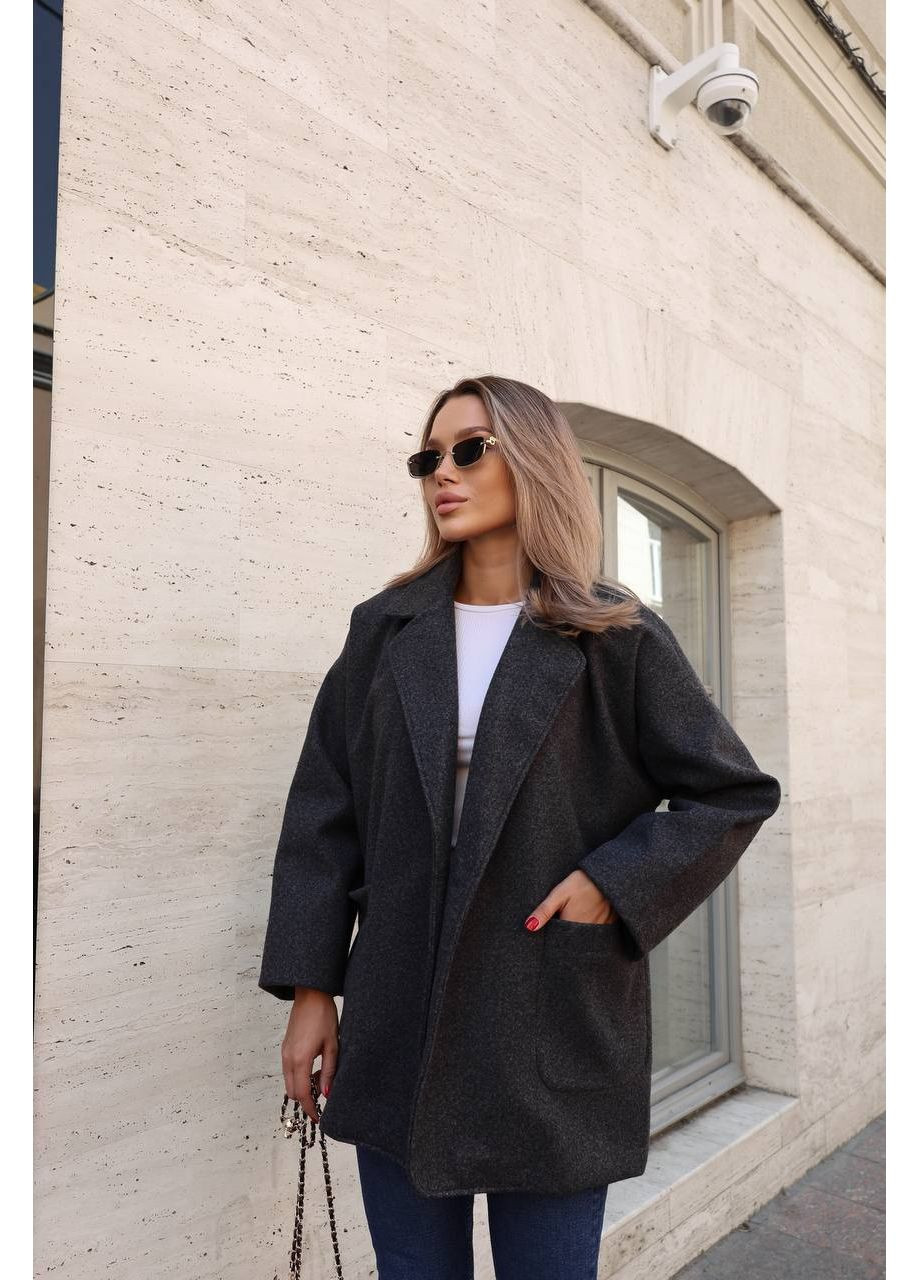 Графітове демісезонне Класичне кашемірове пальто з підкладкою "Стиль на кожен день" | Розмірна сітка в описі пальто-сорочка Vione