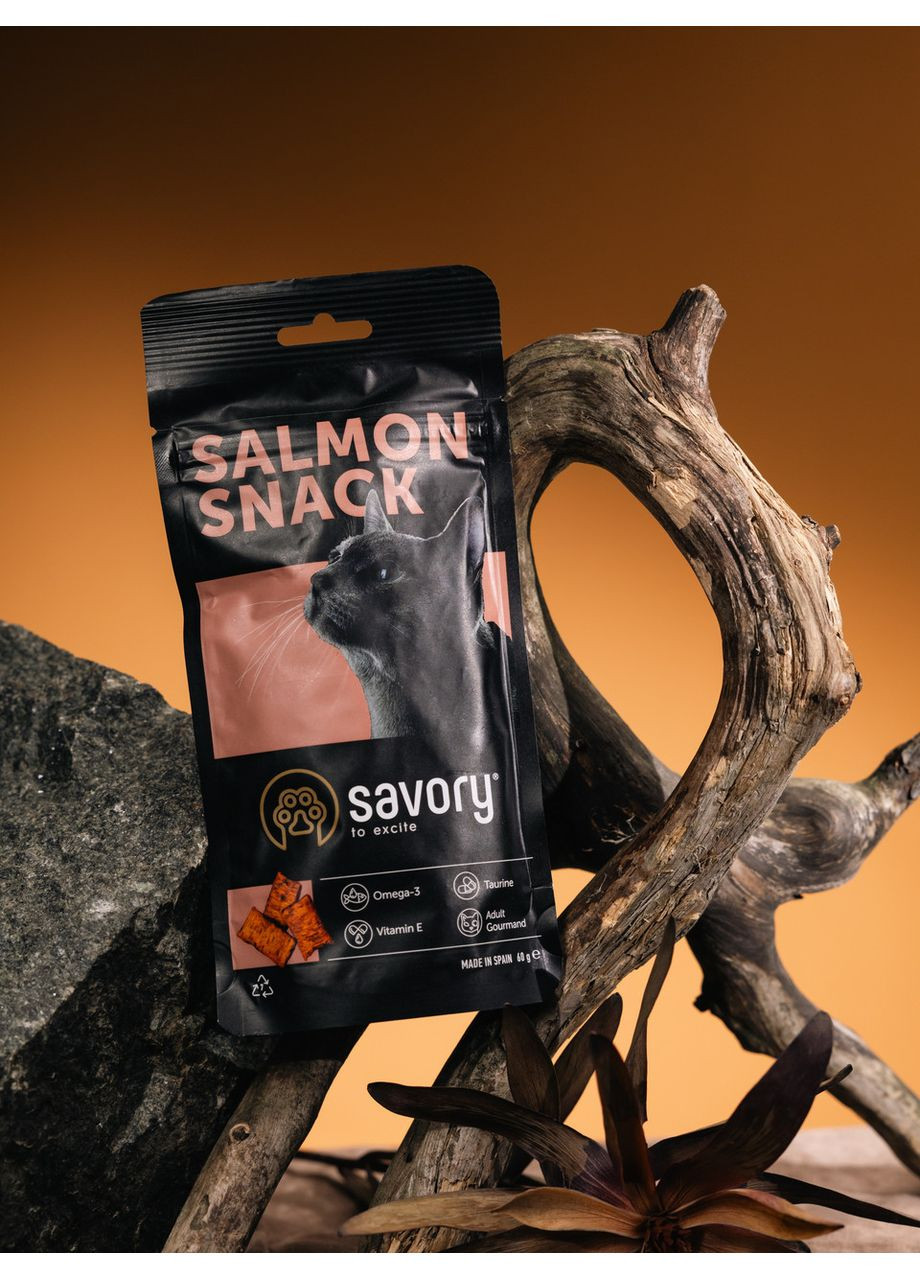 Хрустящие лакомства Snack Подушечки для прихотливых кошек, с лососем, 60 г Savory (365592833)