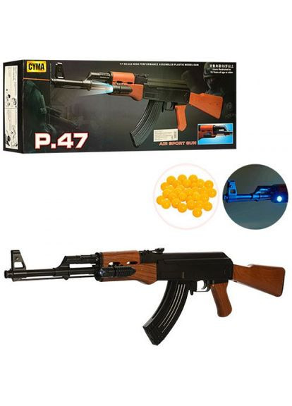 Детский автомат Калашникова АК-47 P47 с лазером и фонарем на пластиковых шариках 6мм CYMA (360544432)