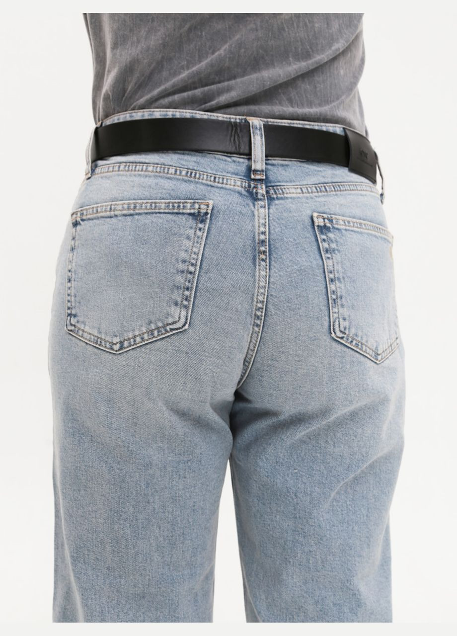 Джинси жіночі світло-сині МОМ прямі великий розмір Мom regular Cracpot - (322999535)