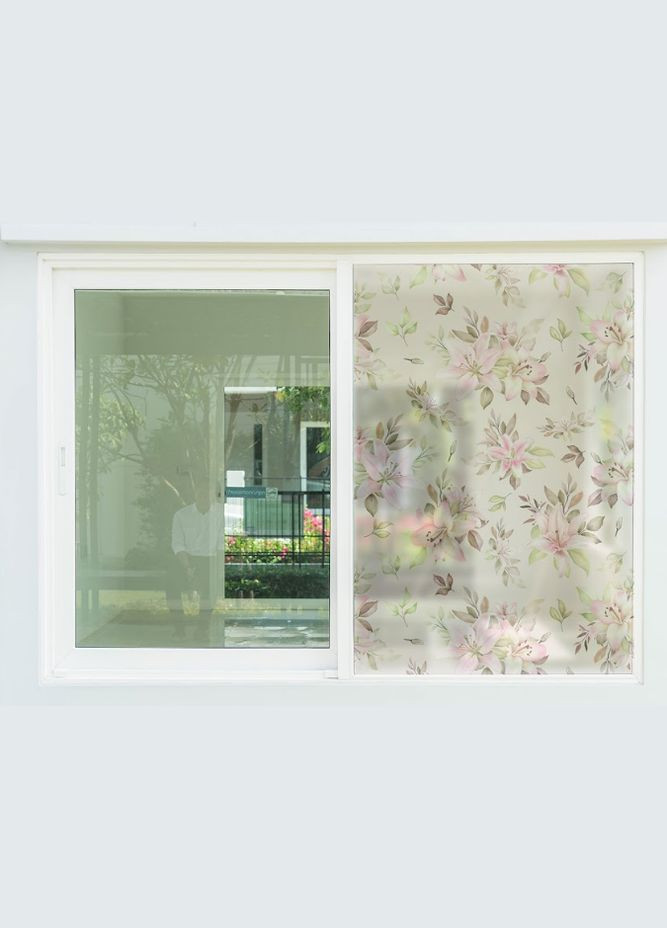 Солнцезахисна матуюча плівка на вікна і дзеркала Лілії самоклейка на скло двері душову кабіну шафи купе 1 метр погонний Zatarga (324218697)