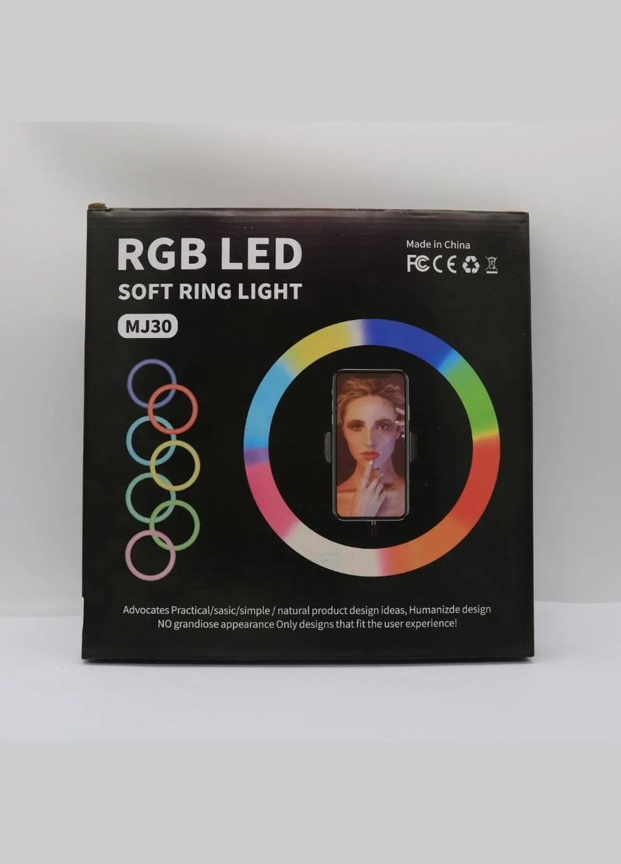 Кільцева лампа RGB 30 см Ring Light Лампа для блогера Tik-Tok з тримачем для телефону та штативом 2,1 метра кругла 30 см No Brand (337509347)