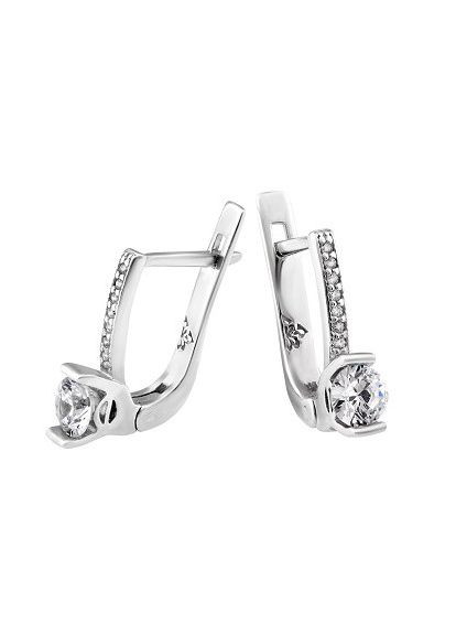 Серебряные серьги-подвески с камнями разного размера. Каштан (342335339)