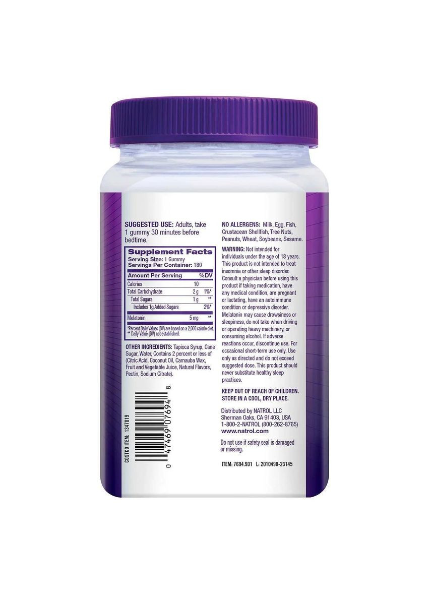 Мелатонін Melatonin 5 мг 180 жувальних пастилок (полуниця) Natrol (324266360)