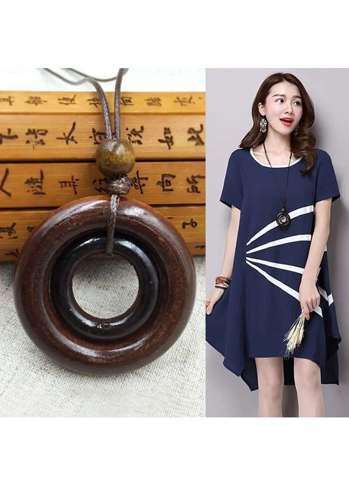 Підвіска подвійне дерев'яне коло кулон круг на шнурку No Brand (337716511)