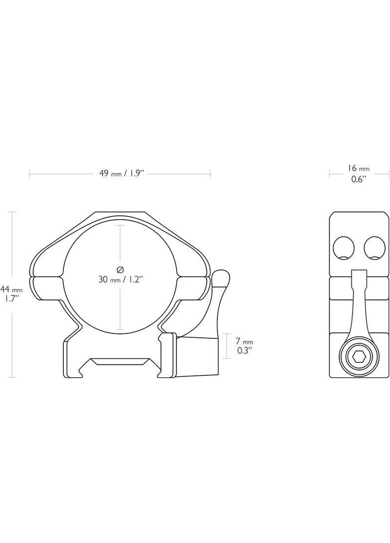 Кільця швидкознімні Precision Steel. d - 30 мм. Medium. Weaver/Picatinny Hawke (316443559)