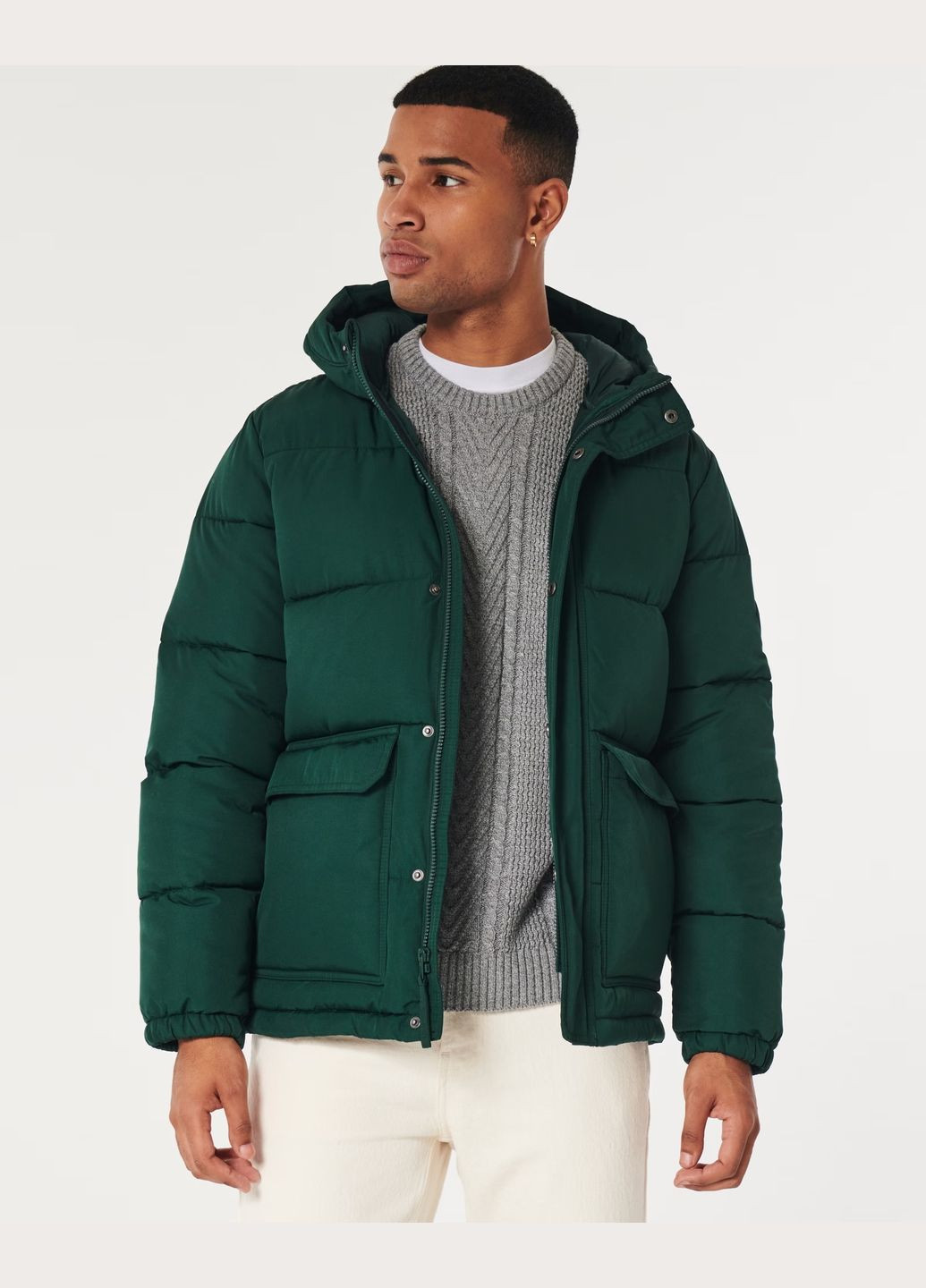 Темно-зеленая демисезонная куртка hc9869m Hollister