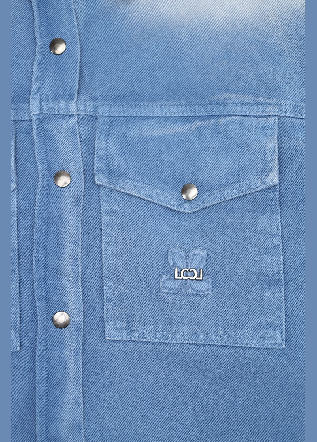 Сорочка джинсова для дівчинки колір блакитний CB-00269543 LocoLoco (325814149)
