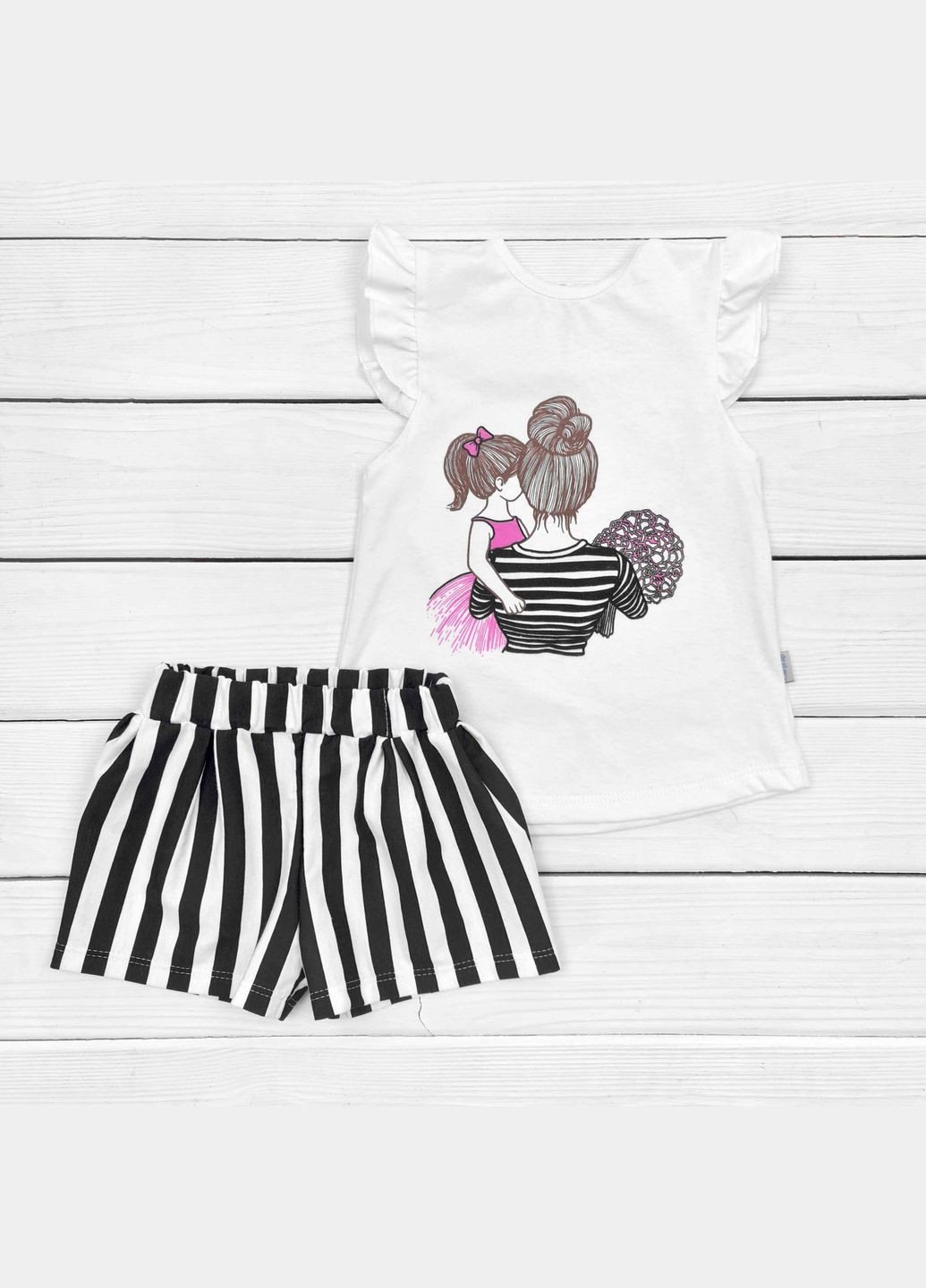 Комбинированный летний маечка dexter`s и шорты в полоску для девочки mom белый;черный dexter's