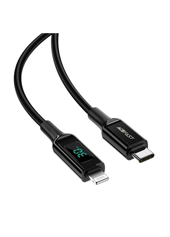 Кабель C6-01 Type-C to iP, 3A, 30W, 1.2m, nylon, zinc connectors, Black Acefast (388967499)