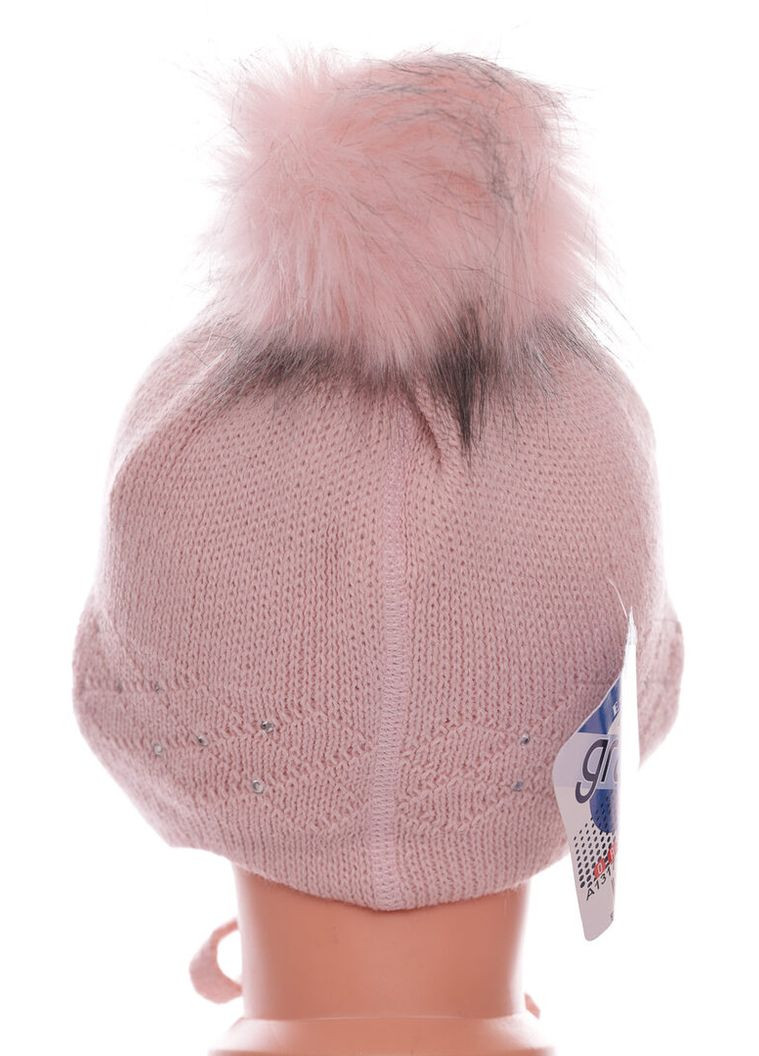 Шапка+шарф вязкая для девочки термоутеплитель со стразами Grans светло-бежевая 6м+ (51797) BABYKROHA (317042787)