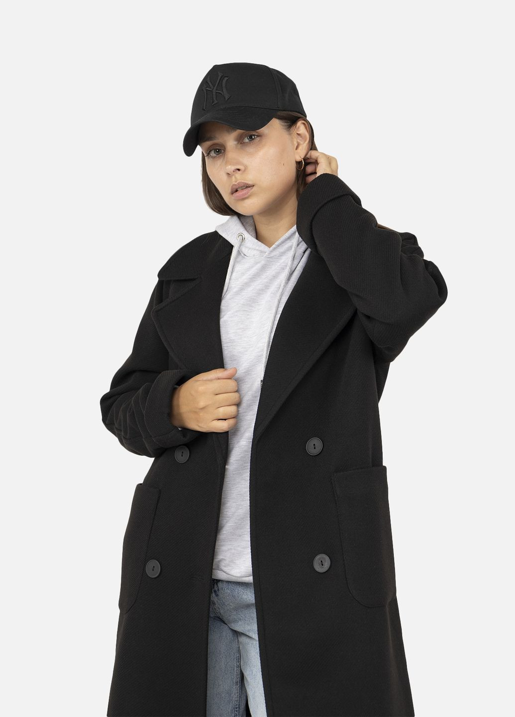 Чорне демісезонне Жіноче довге пальто колір чорний CB-00259136 Vik Mar