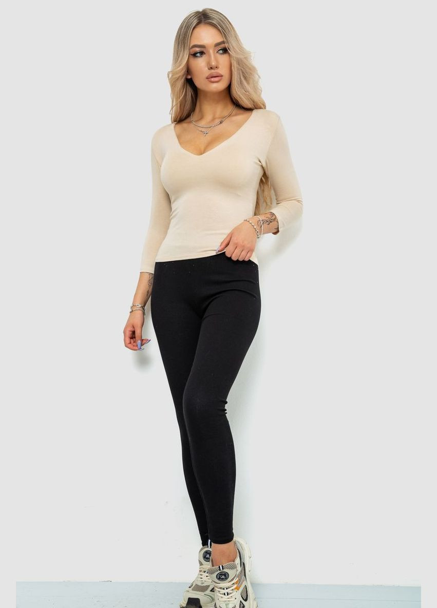 Светло-бежевая демисезон футболка женская с удлиненным рукавом, цвет джинс, Ager