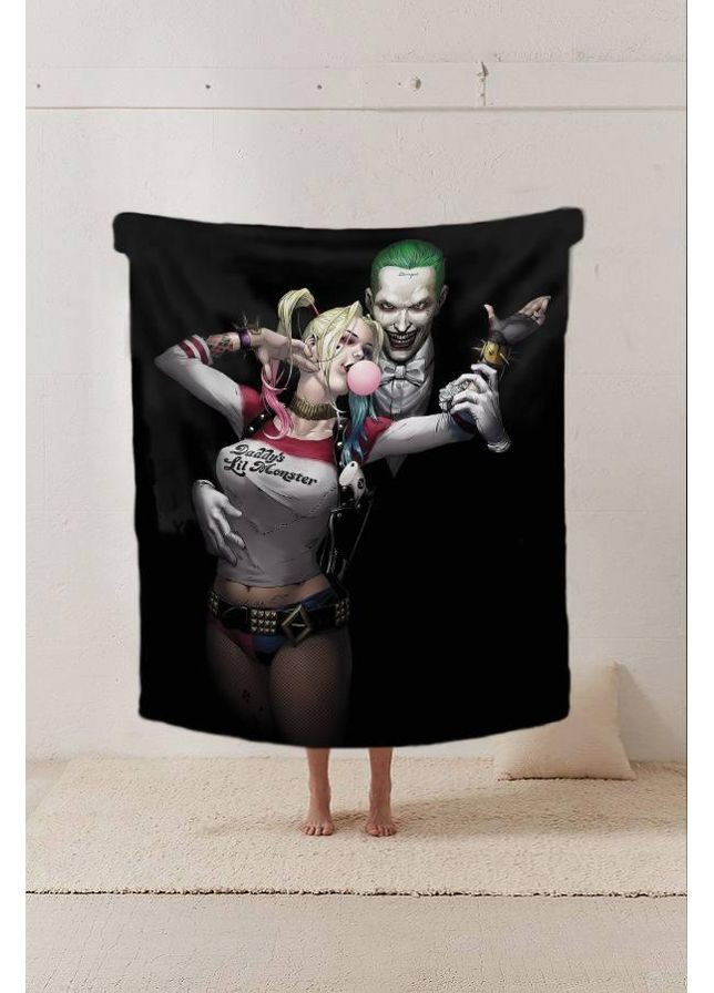 Плед Харлі Квін і Джокер комікс якісне покривало з 3D малюнком розмір 135х160 Україна ТД (369657325)
