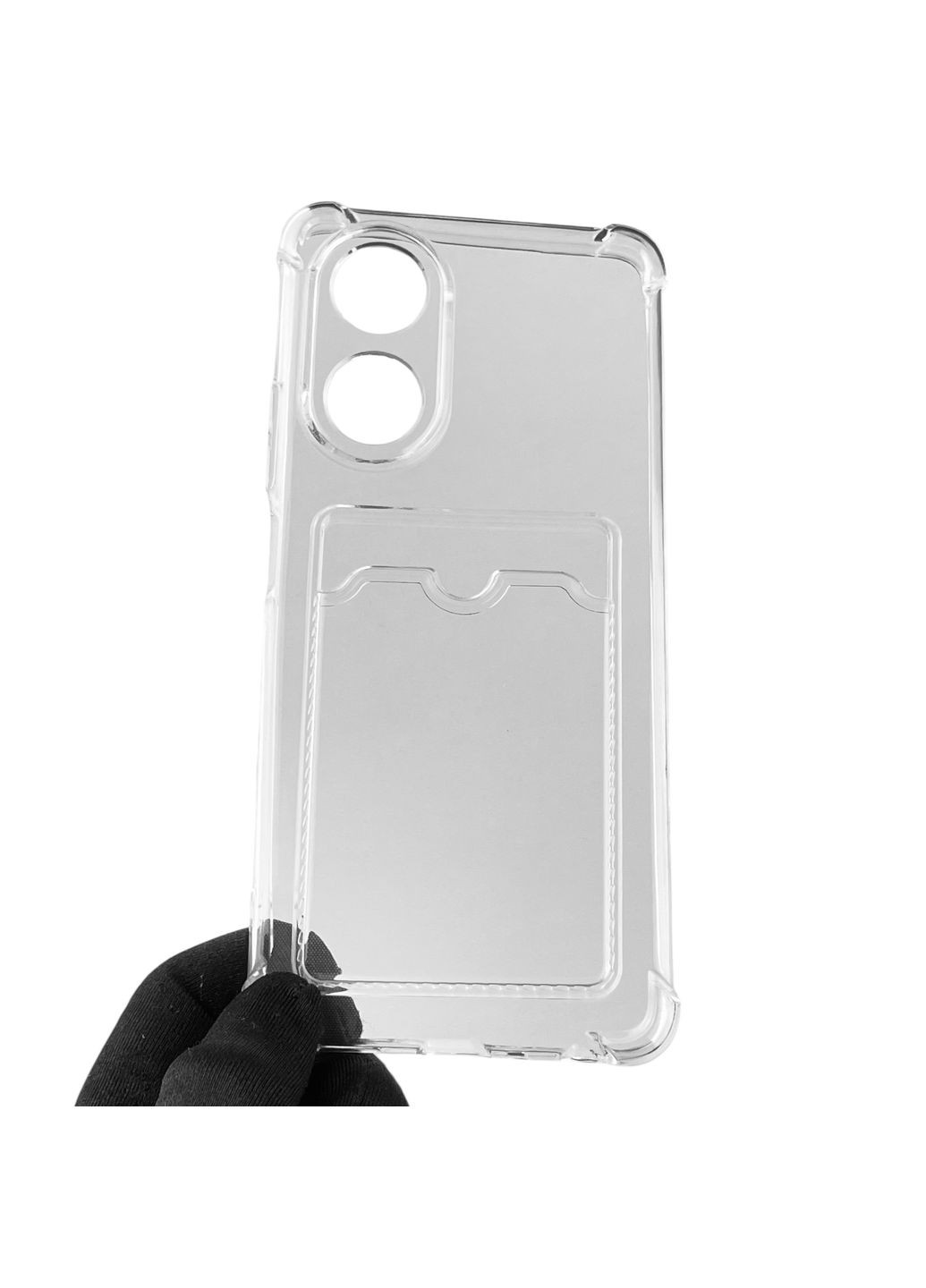 Чохол для A58 (4G) з бронь кутами з кишенею для візиток карток k-pop на оппо а58 прозорий Oppo (366232209)