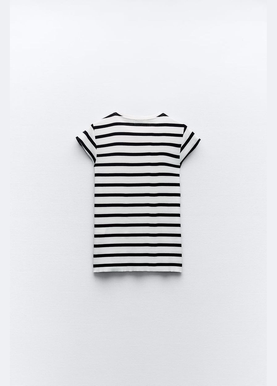 Комбинированная всесезон легкая хлопковая футболка с коротким рукавом Zara