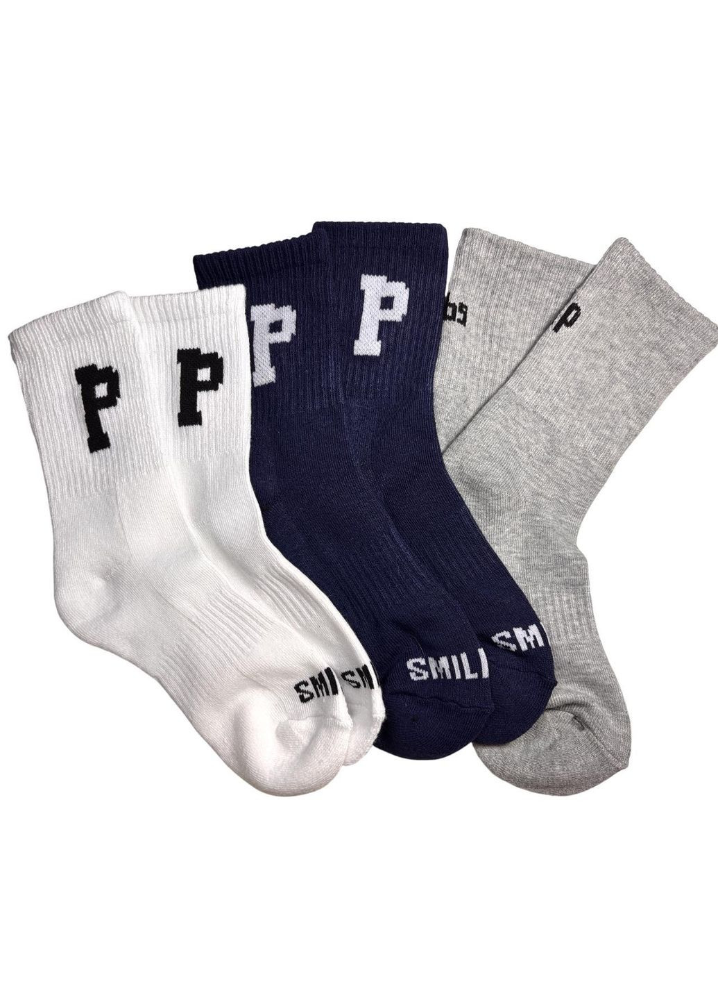 Носки мужские высокие однотонные, хлопковые с махровой стопой и надписью, Набор 3 шт, 35-40р, разноцветные No Brand (336386108)