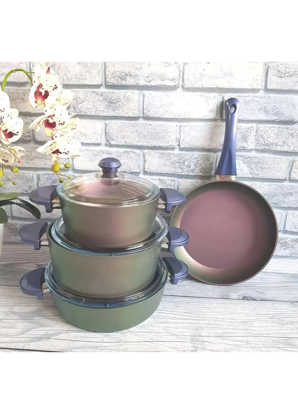 Набір посуду Violet -3016-Green 7 предметів OMS (349222441)