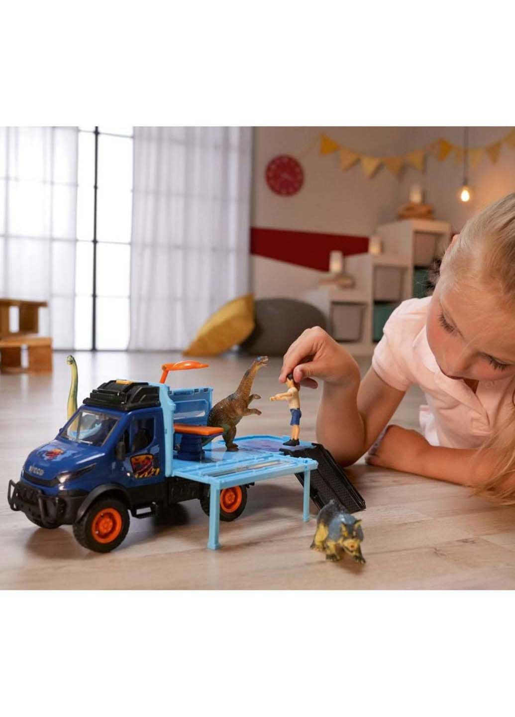 Іграшкова вантажівка Iveco Daily 4x4 та 3 фігурки динозаврів Dickie toys (278082669)