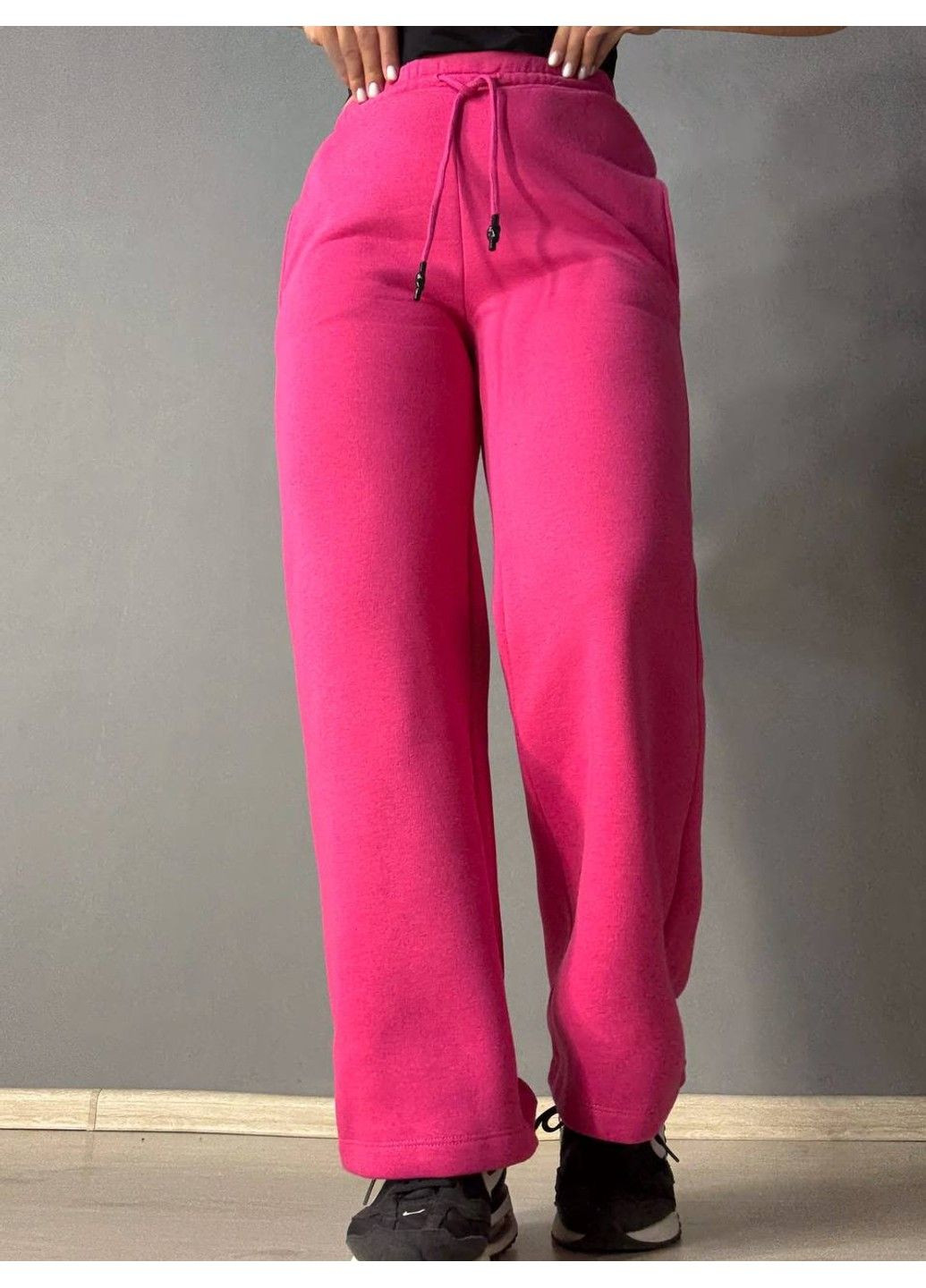 Штани жіночі 2236 спортивні кюлоти укорочені на флісі малинові Olivia (355797469)