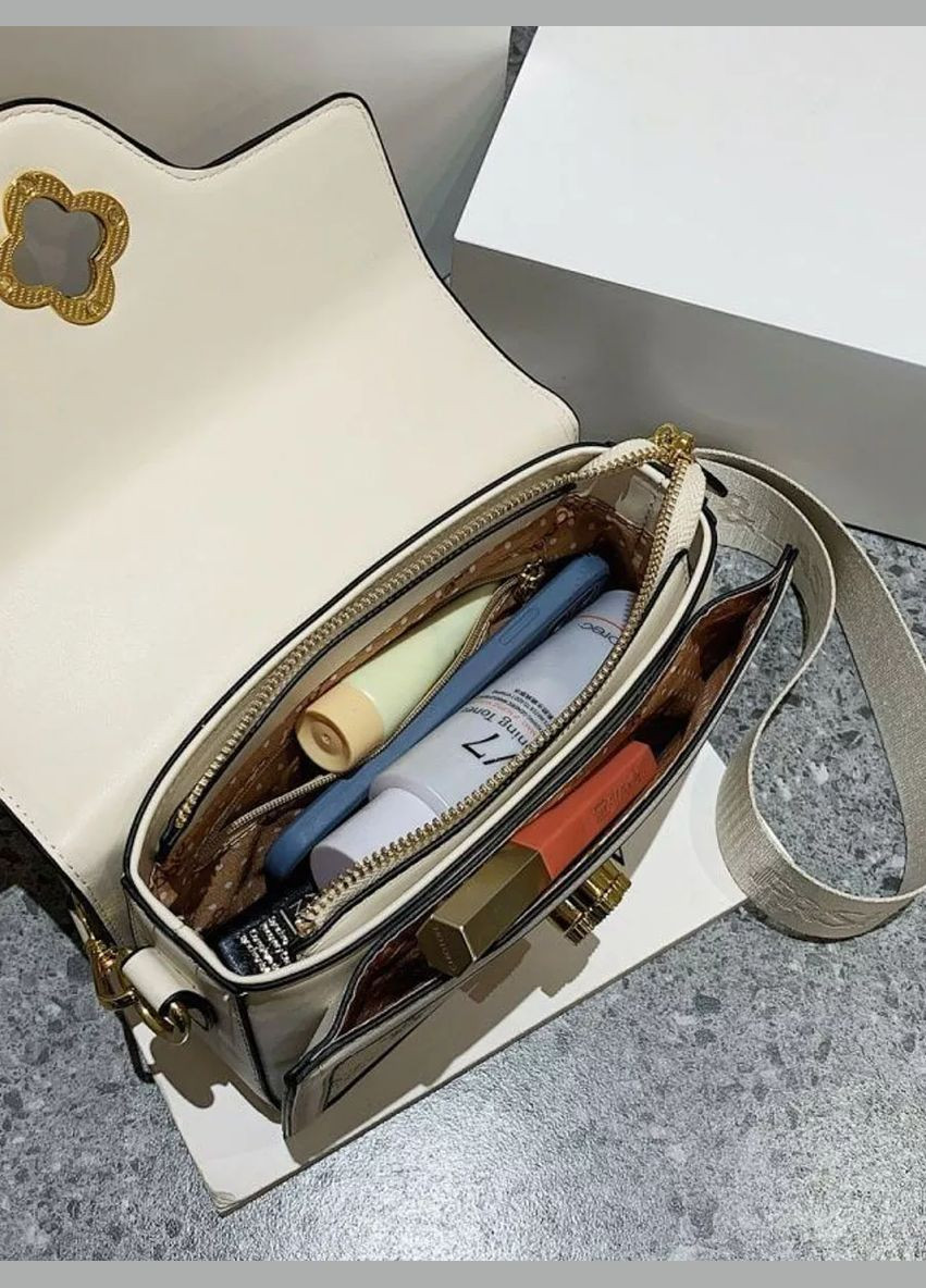 Біла жіноча сумка через плече, клатч з золотою пряжкою Beibaobao (347319079)