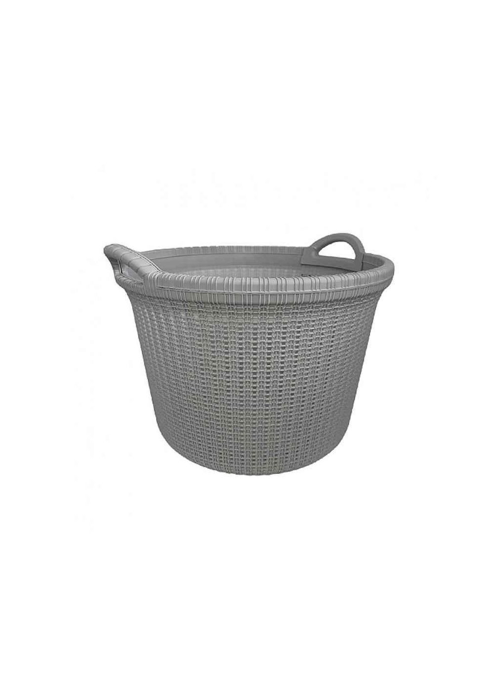 Кошик для білизни 32л 47x34,5см Сірий без кришки, з ручками, кругла, ВЯЗКА LA-535с ТМ Irak Plastik (334728902)